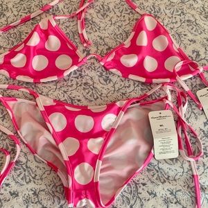 NWT Hunni Bunni polka dot bikini SET